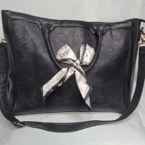 Elegant Black Embossed Women's Laptop Bag